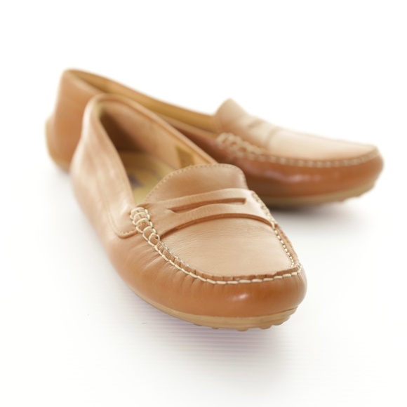 Samuel Hubbard Free Spirit Driver Tan 100% Leather Slip On Loafers Womens 8.5M - Picture 5 of 9